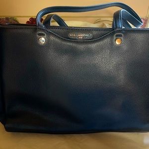 Karl Lagerfeld Paris Black Leather Dorine Handbag